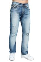 Mens Distressed Super T Ricky Straight Jean W/ Flap | Fbrm Worn Native Place | Size 29 | True Religion