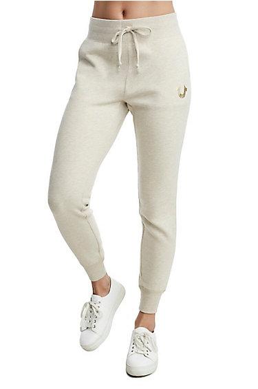 Women's Foil Horseshoe Jogger | Heather Oat | Size X Small | True Religion