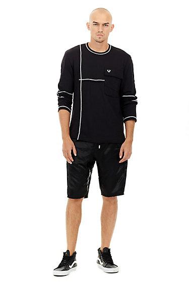 Logo Mesh Satin Mens Short | Black | Size Small | True Religion