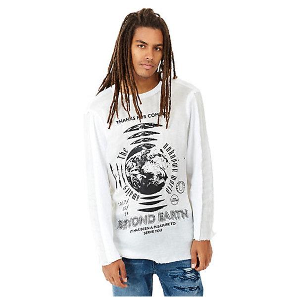 Mens Beyond Earth Raw Edge Graphic Shirt | White | Size X Small | True Religion