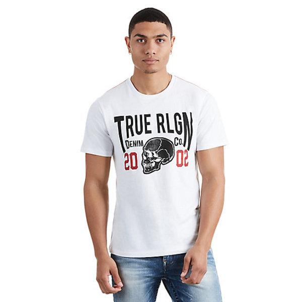 Side Skull Crew Mens Tee | White | Size Medium | True Religion