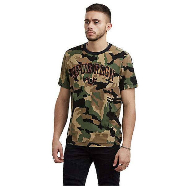 Mens Logo Camo Tee | Green Camouflage | Size X Small | True Religion