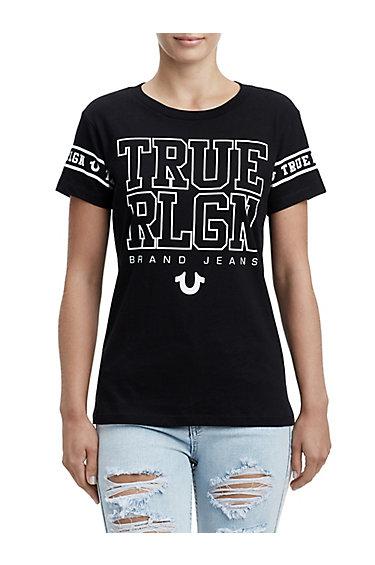 Women's True Pride Crew Neck Tee | Black | Size X Small | True Religion