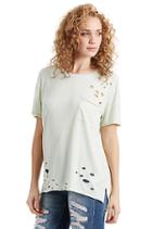 High Low Distressed Womens Tee | Sage  | Size Small | True Religion