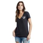 Holographic Puff Logo Womens Tee | Black | Size Small | True Religion