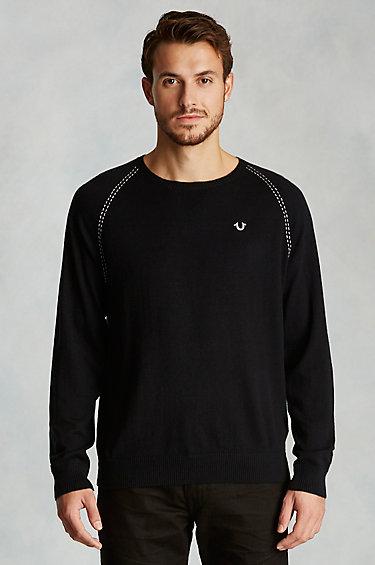 True Religion Hand Picked Long Sleeve Mens Raglan - Black