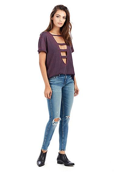 Halle Mid Rise Super Skinny Womens Jean | Worn Wicked | Size 23 | True Religion