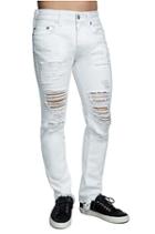 Mens Destroyed Rocco Skinny Jean | White Volcanic Ash | Size 29 | True Religion