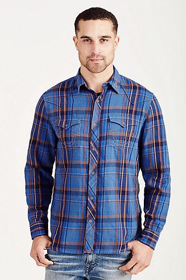 True Religion Plaid Mens Western Shirt - Midnight