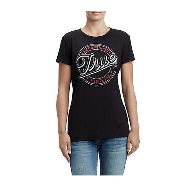 Women's Circle True Crew Neck Tee | Black | Size Xx Small | True Religion