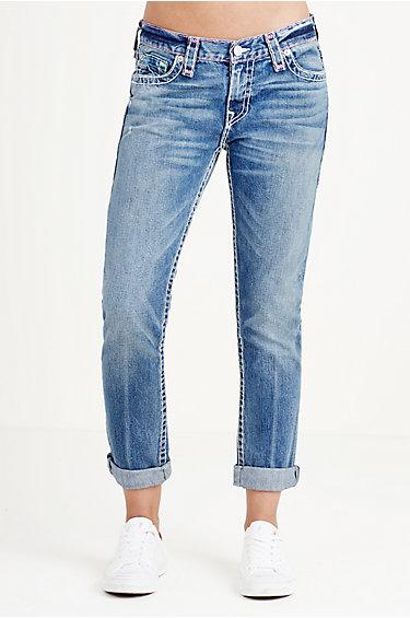 Audrey Slim Boyfriend Super T Womens Jean | Indigo Barrel | Size 34 | True Religion