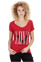 Love Rounded V Neck Womens Tee | Ruby Red | Size X Small | True Religion