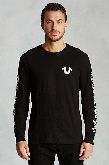 True Religion Long Sleeve Gothic Mens Tee - Jet Black