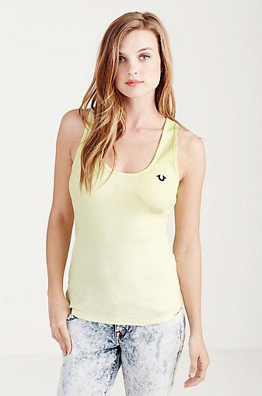 Logo Ombre Womens Tank Top | Yellow | Size Small | True Religion