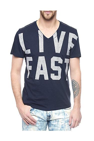 True Religion Live Fast Mens V-neck Tee - Midnight