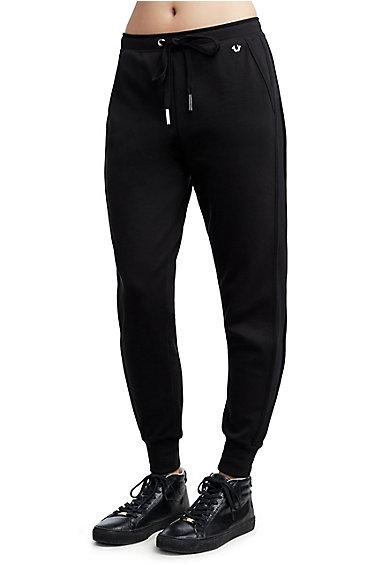 Womens Mesh Stripe Jogger Sweatpant | Black | Size X Small | True Religion