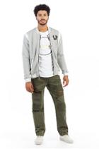Mens Embroidered Eagle Letterman Jacket | Heather Grey | Size X Small | True Religion