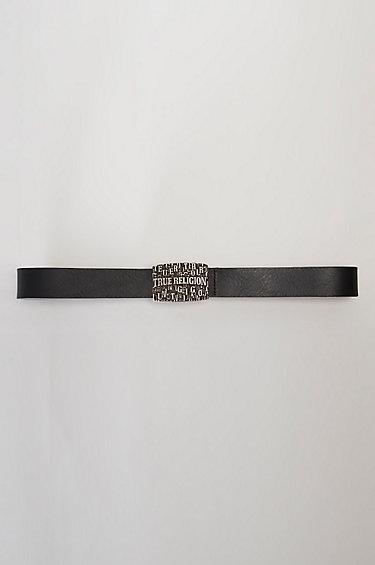 True Religion Jumbo Plaque Mens Belt - Black