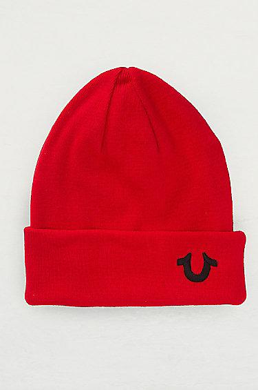 True Religion Knit Cotton Beanie - True Red