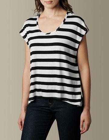 White/black Womens Stripe Swing Tee By True Religion, One Size