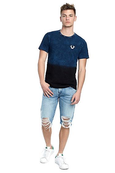 Mens Distressed Ricky Short | Solar Blue | Size 28 | True Religion