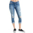 Women's Curvy Fit Big T Capri | Dusty Indigo Destroyed | Size 42 | True Religion