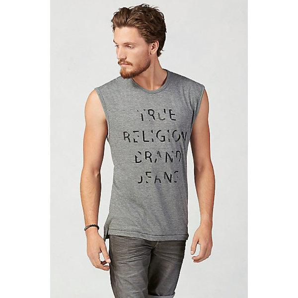 Stripes Muscle Mens Tank Top | Heather Grey | Size 3x Large | True Religion