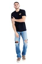 Mens Metallic Puff Print Logo Tee | Black | Size Small | True Religion