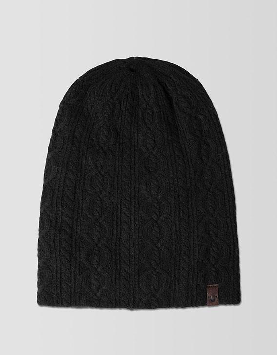 Black Slouchy Cable Beanie By True Religion, Os