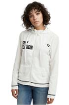 Womens Logo Panel Snap Hoodie | White | Size X Small | True Religion