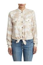 Womens Desert Camo Button Up Tie Shirt | Burnt Olive | Size X Small | True Religion