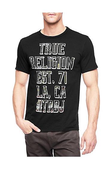 True Religion Hand Picked Tr Big City Crew Neck Mens Tee - Black