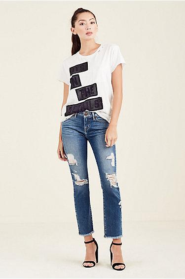 Womens Glitter Its In The Details Tee | Off White | Size X Large | True Religion