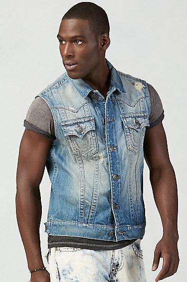 True Religion Jimmy Quick Fade Mens Denim Vest - Slow Cruisin