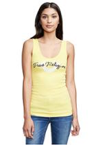 Women's Tr Script Horseshoe Rib Tank Top | Canary | Size Xx Small | True Religion