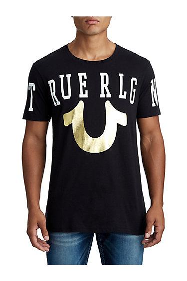 Men's True U Elongated Crew Neck Tee | Black | Size X Small | True Religion