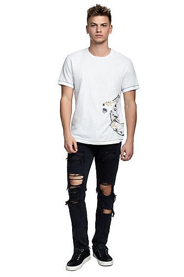 Mens Destroyed Rocco Skinny Jean | Black Volcanic Ash | Size 28 | True Religion