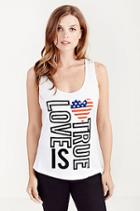 Love True Crystal Womens Tank Top | White | Size Medium | True Religion