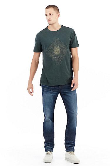 Metallic Embroidered String Mens Crew Tee | Green | Size X Small | True Religion