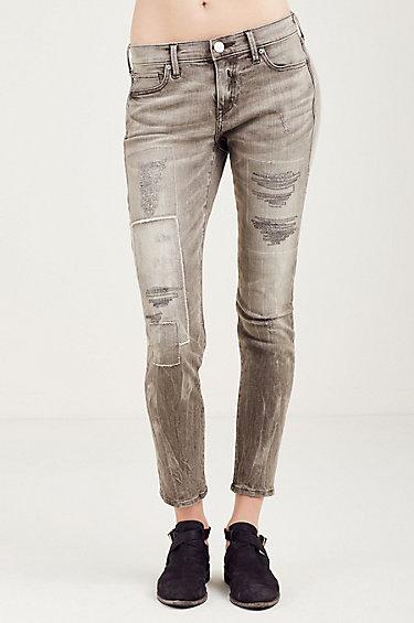 Halle Zig Zag Super Skinny Womens Jean | Black Cascade | Size 23 | True Religion