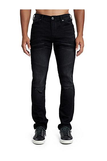 Mens Moto Rocco Skinny Jean W/ Zipper | Coal Mine | Size 28 | True Religion