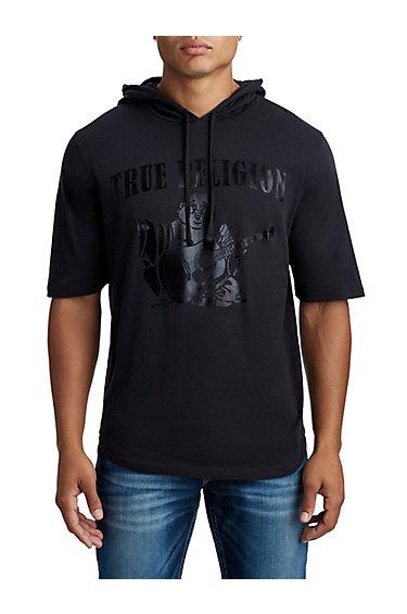 Men's Pitch Black Pullover Hoodie | Size Small | True Religion