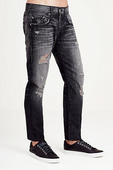 True Religion Rocco Skinny 28 Inseam Cut-off Mens Pant - Stone Stack