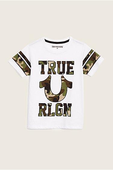 Camo Football Kids Tee | White | Size 2t | True Religion