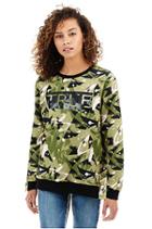 Womens Camo Pullover | Green | Size X Small | True Religion