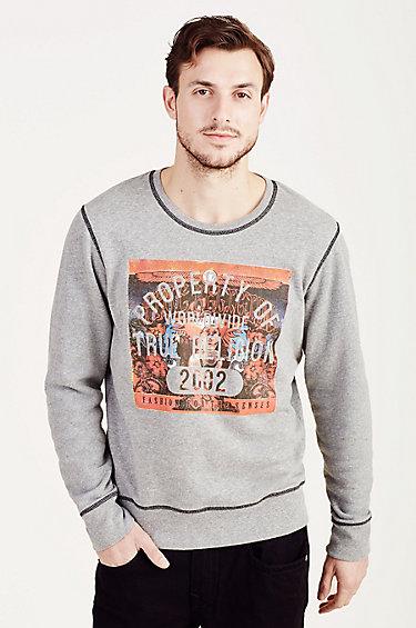 True Religion Property Of Tr Pullover Mens Sweatshirt - Heather Grey