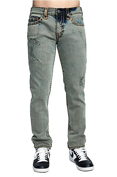 Mens Overdyed Super T Rocco Skinny Jean | Olive Backdrop | Size 28 | True Religion