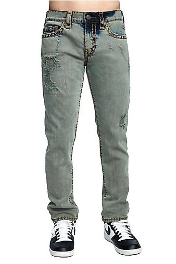 Mens Overdyed Super T Rocco Skinny Jean | Olive Backdrop | Size 28 | True Religion