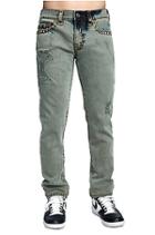 Mens Overdyed Super T Rocco Skinny Jean | Olive Backdrop | Size 28 | True Religion