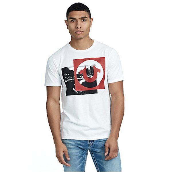 Men's Box Picture Crew Neck Tee | White | Size Small | True Religion